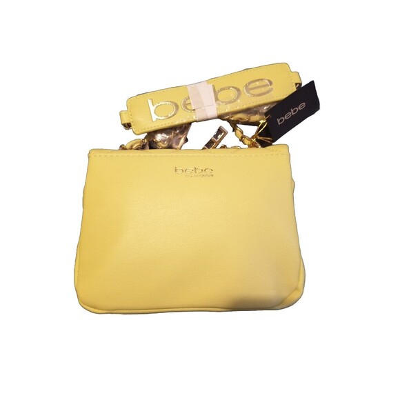 Bebe Wyatt Shoulder Chain Strap Purse. Lemon With Gold-Toned Hardware NEW - Picture 3 of 3